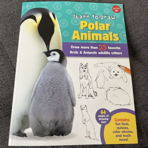 5 Learn To Draw Books Dinosaurs Farm Animals Penguins Sharks Wolves Kids Fun Art - Picture 3 of 7